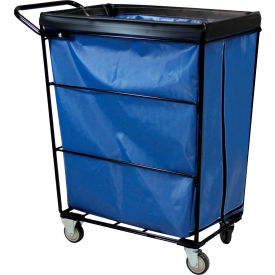 Royal Basket Trucks® Janitorial Linen Cart with 2 Swivel/2 Rigid 10 Bushel Capacity Blue 