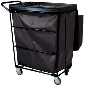 Royal Basket Trucks® Janitorial Linen Cart with 2 Swivel/2 Rigid 10 Bushel Capacity Black 