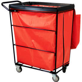 Royal Basket Trucks® Janitorial Linen Cart with 4 Swivel 10 Bushel Capacity Red 