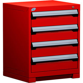 Rousseau Metal Inc. R5ACD-2801KD-081 Rousseau Metal® R5ACD-2801KD-081 Heavy Duty Modular Cabinet, 4 Drawers, Red image.