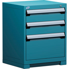 Rousseau Metal Inc. R5ACD-2803KD-051 Rousseau Metal Heavy Duty Modular Drawer Cabinet 3 Drawer Bench High 24"W - Everest Blue image.