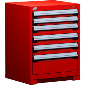 Rousseau Metal Inc. R5ACD-3001KD-081 Rousseau Metal Heavy Duty Modular Drawer Cabinet 6 Drawer Bench High 24"W - Red image.