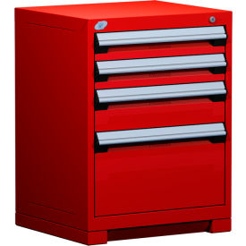 Rousseau Metal Inc. R5ACD-3005KD-081 Rousseau Metal® Heavy Duty Modular Cabinet, 4 Drawers, 24"W x 27"D x 32"H, Red image.