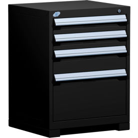 Rousseau Metal Inc. R5ACD-3005KD-091 Rousseau Metal® Heavy Duty Modular Cabinet, 4 Drawers, 24"W x 21"D x 32"H, Black image.