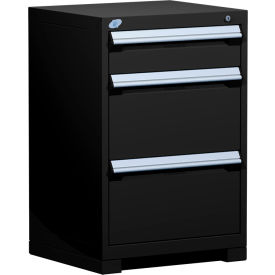 Rousseau Metal Inc. R5ACD-3401KD-091 Rousseau Metal Heavy Duty Modular Drawer Cabinet 3 Drawer Counter High 24"W - Black image.