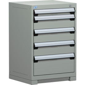 Rousseau Metal Inc. R5ACD-3403KD-071 Rousseau Metal® Heavy Duty Modular Cabinet, 5 Drawers, 24"W x 21"D x 36"H, Light Gray image.