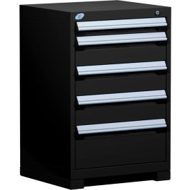 Rousseau Metal Inc. R5ACD-3403KD-091 Rousseau Metal® Heavy Duty Modular Cabinet, 5 Drawers, 24"W x 21"D x 36"H, Black image.