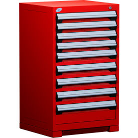 Rousseau Metal Inc. R5ACD-3805KD-081 Rousseau Metal Heavy Duty Modular Drawer Cabinet 9 Drawer Counter High 24"W - Red image.