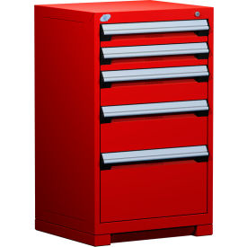 Rousseau Metal Inc. R5ACD-3807KD-081 Rousseau Metal® Heavy Duty Modular Cabinet, 5 Drawers, 24"W x 21"D x 40"H, Red image.