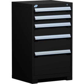 Rousseau Metal Inc. R5ACD-3807KD-091 Rousseau Metal® Heavy Duty Modular Cabinet, 5 Drawers, 24"W x 21"D x 40"H, Black image.