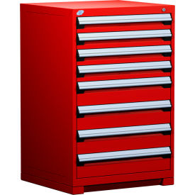 Rousseau Metal Inc. R5ADD-4407KD-081 Rousseau Metal® Heavy Duty Modular Cabinet, 8 Drawers, 30"W x 21"D x 46"H, Red image.