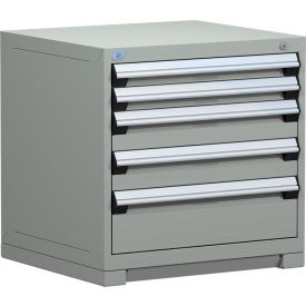 Rousseau Metal Inc. R5ADG-2801KD-071 Rousseau Metal® R5ADG-2801KD-071 Heavy Duty Modular Cabinet, 5 Drawers, Light Gray image.