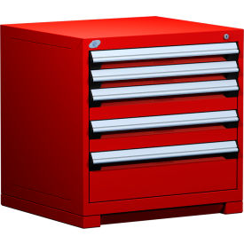Rousseau Metal Inc. R5ADG-2801KD-081 Rousseau Metal® R5ADG-2801KD-081 Heavy Duty Modular Cabinet, 5 Drawers, Red image.