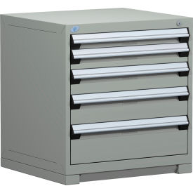 Rousseau Metal Inc. R5ADG-3003KD-071 Rousseau Metal® Heavy Duty Modular Cabinet, 5 Drawers, 30"W x 27"D x 32"H, Light Gray image.