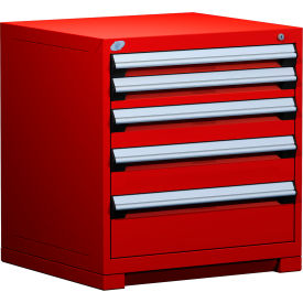 Rousseau Metal Inc. R5ADG-3003KD-081 Rousseau Metal® Heavy Duty Modular Cabinet, 5 Drawers, 30"W x 27"D x 32"H, Red image.