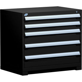 Rousseau Metal Inc. R5AEC-3005KD-091 Rousseau Metal® Heavy Duty Modular Cabinet, 5 Drawers, 36"W x 18"D x 32"H, Black image.