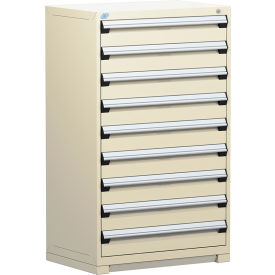 Rousseau Metal Inc. R5AEC-5813KD-041 Rousseau Metal® Heavy Duty Modular Cabinet, 9 Drawers, 36"W x 18"D x 60"H, Beige image.