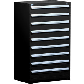 Rousseau Metal Inc. R5AEC-5813KD-091 Rousseau Metal® Heavy Duty Modular Cabinet, 9 Drawers, 36"W x 18"D x 60"H, Black image.