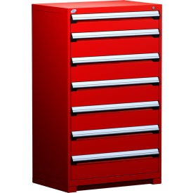 Rousseau Metal Inc. R5AEC-5833KD-081 Rousseau Metal® Heavy Duty Modular Cabinet, 7 Drawers, 36"W x 18"D x 60"H, Red image.