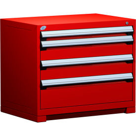 Rousseau Metal Inc. R5AEE-2803KD-081 Rousseau Metal® R5AEE-2803KD-081 Heavy Duty Modular Cabinet, 4 Drawers, Red image.