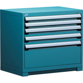 Rousseau Metal Inc. R5AEE-3011KD-051 Rousseau Metal® R5AEE-3011KD-051 Heavy Duty Modular Cabinet, 5 Drawers, Everest Blue image.