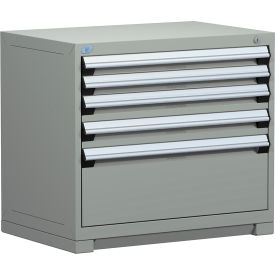 Rousseau Metal Inc. R5AEE-3011KD-071 Rousseau Metal® R5AEE-3011KD-071 Heavy Duty Modular Cabinet, 5 Drawers, Light Gray image.