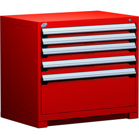 Rousseau Metal Inc. R5AEE-3011KD-081 Rousseau Metal® R5AEE-3011KD-081 Heavy Duty Modular Cabinet, 5 Drawers, Red image.