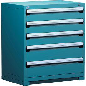 Rousseau Metal Inc. R5AEE-3805KD-051 Rousseau Metal® R5AEE-3805KD-051 Heavy Duty Modular Cabinet, 5 Drawers, Everest Blue image.