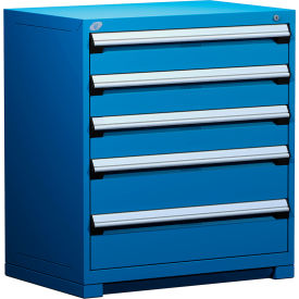 Rousseau Metal Inc. R5AEE-3805KD-055 Rousseau Metal® R5AEE-3805KD-055 Heavy Duty Modular Cabinet, 5 Drawers, Avalanche Blue image.