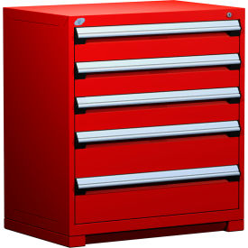 Rousseau Metal Inc. R5AEE-3805KD-081 Rousseau Metal® R5AEE-3805KD-081 Heavy Duty Modular Cabinet, 5 Drawers, Red image.