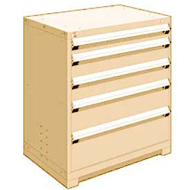 Rousseau Metal Inc. R5AEE-3807KD-041 Rousseau Metal® R5AEE-3807KD-041 Heavy Duty Modular Cabinet, 5 Drawers, Beige image.