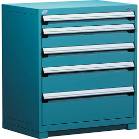 Rousseau Metal Inc. R5AEE-3807KD-051 Rousseau Metal® R5AEE-3807KD-051 Heavy Duty Modular Cabinet, 5 Drawers, Everest Blue image.