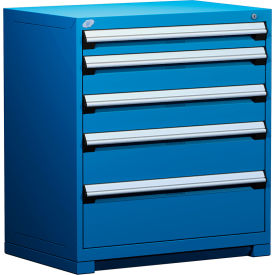 Rousseau Metal Inc. R5AEE-3807KD-055 Rousseau Metal® R5AEE-3807KD-055 Heavy Duty Modular Cabinet, 5 Drawers, Avalanche Blue image.