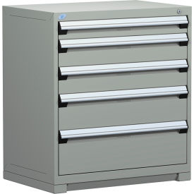 Rousseau Metal Inc. R5AEE-3807KD-071 Rousseau Metal® R5AEE-3807KD-071 Heavy Duty Modular Cabinet, 5 Drawers, Light Gray image.