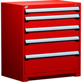 Rousseau Metal Inc. R5AEE-3807KD-081 Rousseau Metal® R5AEE-3807KD-081 Heavy Duty Modular Cabinet, 5 Drawers, Red image.