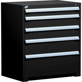 Rousseau Metal Inc. R5AEE-3807KD-091 Rousseau Metal® R5AEE-3807KD-091 Heavy Duty Modular Cabinet, 5 Drawers, Black image.