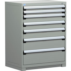 Rousseau Metal Inc. R5AEE-4403KD-071 Rousseau Metal Heavy Duty Modular Drawer Cabinet 7 Drawer Counter High 36"W - Light Gray image.