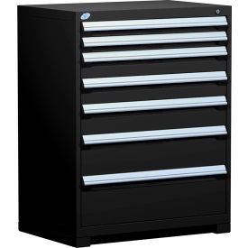 Rousseau Metal Inc. R5AEE-4403KD-091 Rousseau Metal Heavy Duty Modular Drawer Cabinet 7 Drawer Counter High 36"W - Black image.