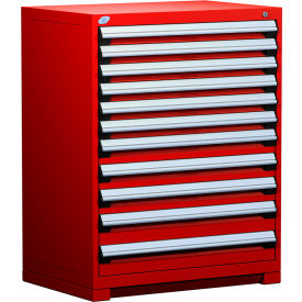 Rousseau Metal Inc. R5AEE-4405KD-081 Rousseau Metal Heavy Duty Modular Drawer Cabinet 11 Drawer Counter High 36"W - Red image.