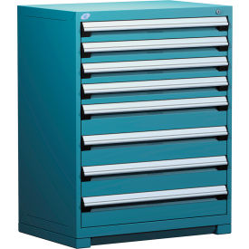 Rousseau Metal Inc. R5AEE-4413KD-051 Rousseau Metal Heavy Duty Modular Drawer Cabinet 8 Drawer Counter High 36"W - Everest Blue image.