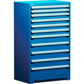 Rousseau Metal Inc. R5AEE-5803KD-055 Rousseau Metal Heavy Duty Modular Drawer Cabinet 11 Drawer Full Height 36"W - Avalanche Blue image.