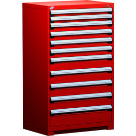 Rousseau Metal Inc. R5AEE-5803KD-081 Rousseau Metal Heavy Duty Modular Drawer Cabinet 11 Drawer Full Height 36"W - Red image.