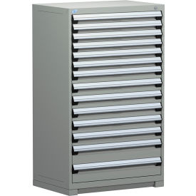 Rousseau Metal Inc. R5AEE-5817KD-071 Rousseau Metal Heavy Duty Modular Drawer Cabinet 14 Drawer Full Height 36"W - Light Gray image.