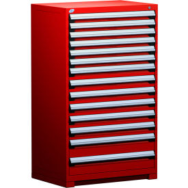 Rousseau Metal Inc. R5AEE-5817KD-081 Rousseau Metal Heavy Duty Modular Drawer Cabinet 14 Drawer Full Height 36"W - Red image.