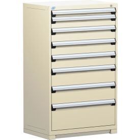 Rousseau Metal Inc. R5AEE-5825KD-041 Rousseau Metal Heavy Duty Modular Drawer Cabinet 8 Drawer Full Height 36"W - Beige image.