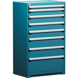 Rousseau Metal Inc. R5AEE-5825KD-051 Rousseau Metal Heavy Duty Modular Drawer Cabinet 8 Drawer Full Height 36"W - Everest Blue image.