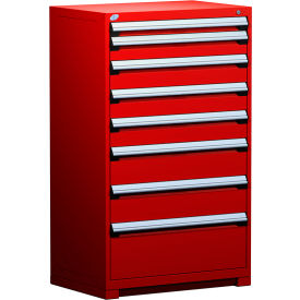 Rousseau Metal Inc. R5AEE-5825KD-081 Rousseau Metal Heavy Duty Modular Drawer Cabinet 8 Drawer Full Height 36"W - Red image.