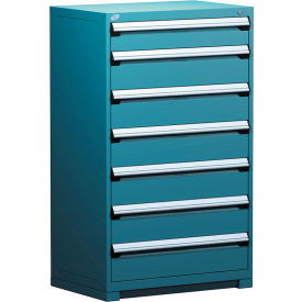 Rousseau Metal Inc. R5AEE-5833KD-051 Rousseau Metal Heavy Duty Modular Drawer Cabinet 7 Drawer Full Height 36"W - Everest Blue image.