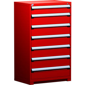 Rousseau Metal Inc. R5AEE-5833KD-081 Rousseau Metal® Heavy Duty Modular Cabinet, 7 Drawers, 36"W x 24"D x 60"H, Red image.