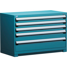 Rousseau Metal Inc. R5AHE-3003KD-051 Rousseau Metal Heavy Duty Modular Drawer Cabinet 5 Drawer Bench High 48"W - Everest Blue image.